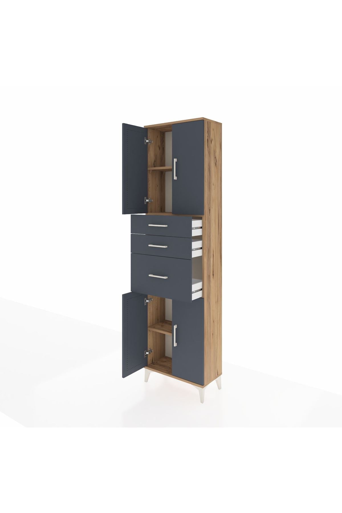 Arges Dolap 3 Raflı 3 Çekmeceli 4 Kapaklı 60x30x221 - S29M236V8A
