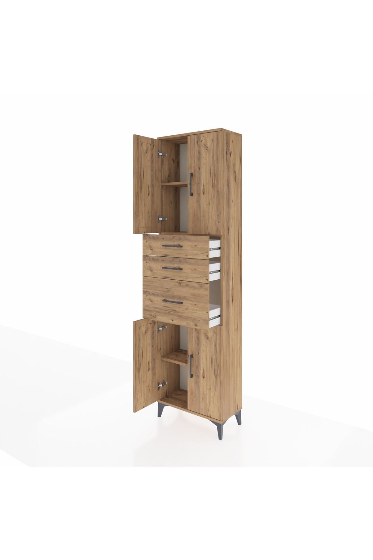 Arges Dolap 3 Raflı 3 Çekmeceli 4 Kapaklı 60x30x221 - S29M236V9A