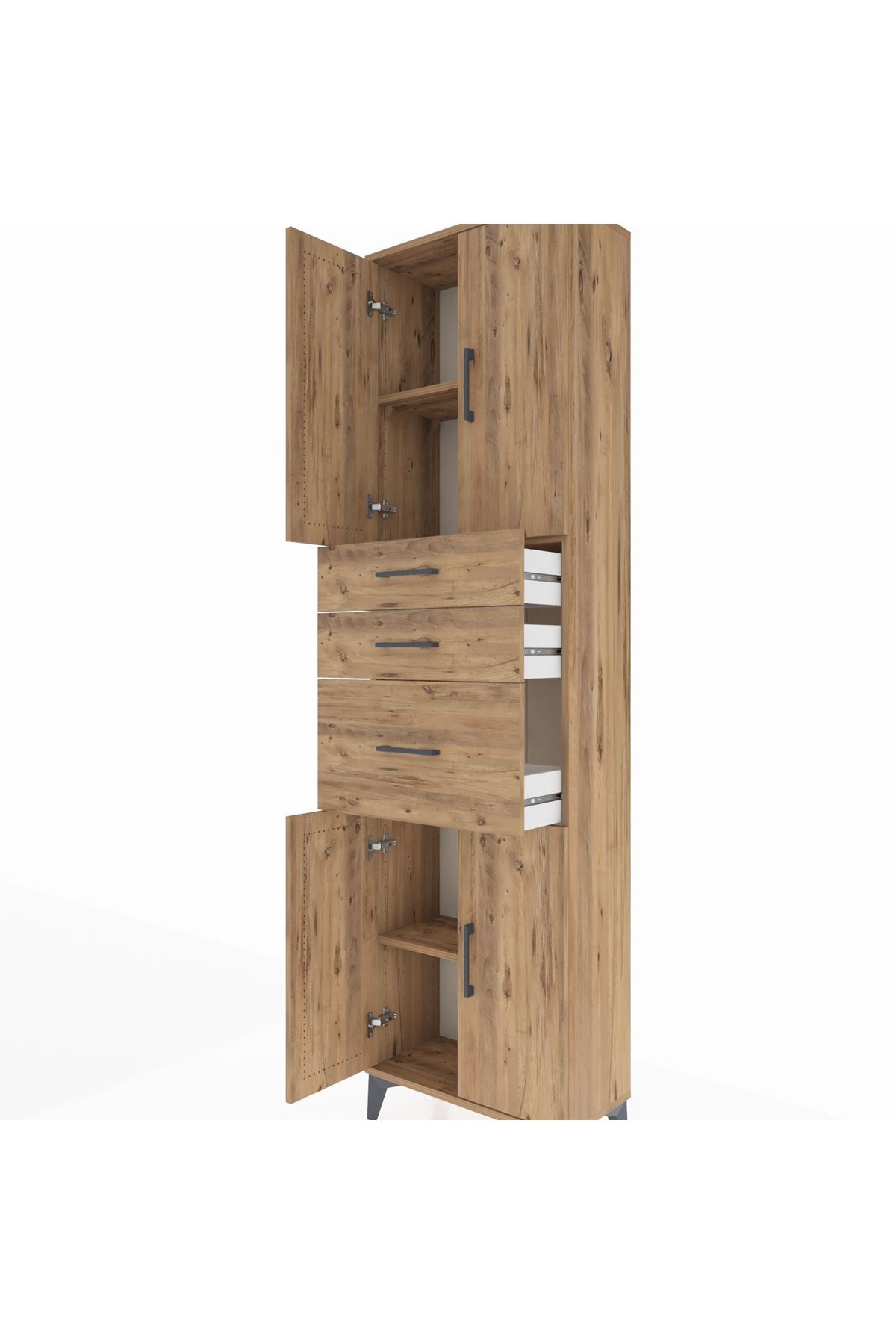Arges Dolap 3 Raflı 3 Çekmeceli 4 Kapaklı 60x30x221 - S29M236V9A