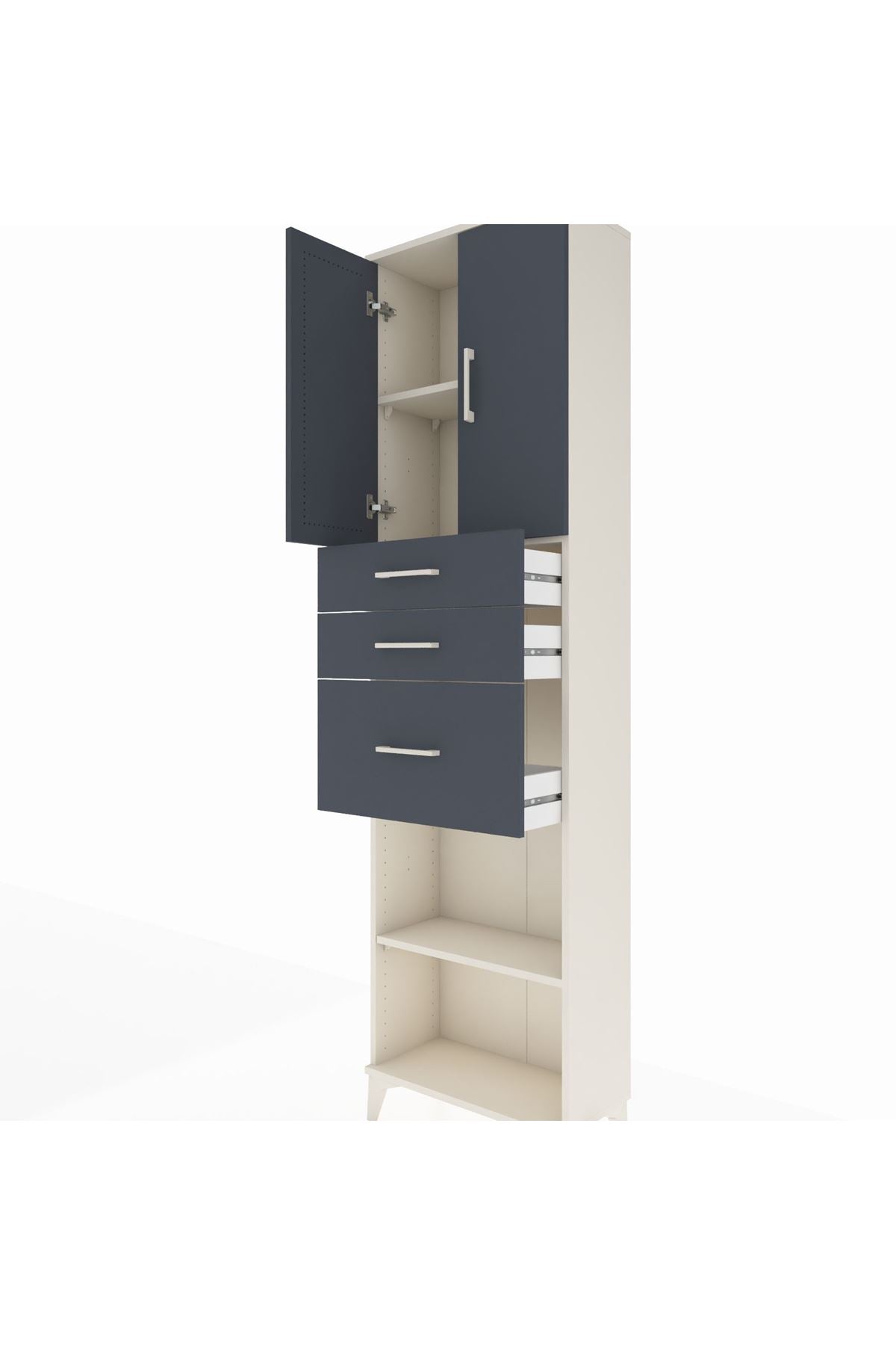 Arges Dolap 3 Raflı 3 Çekmeceli 2 Kapaklı 60x30x221 - S29M237V2A