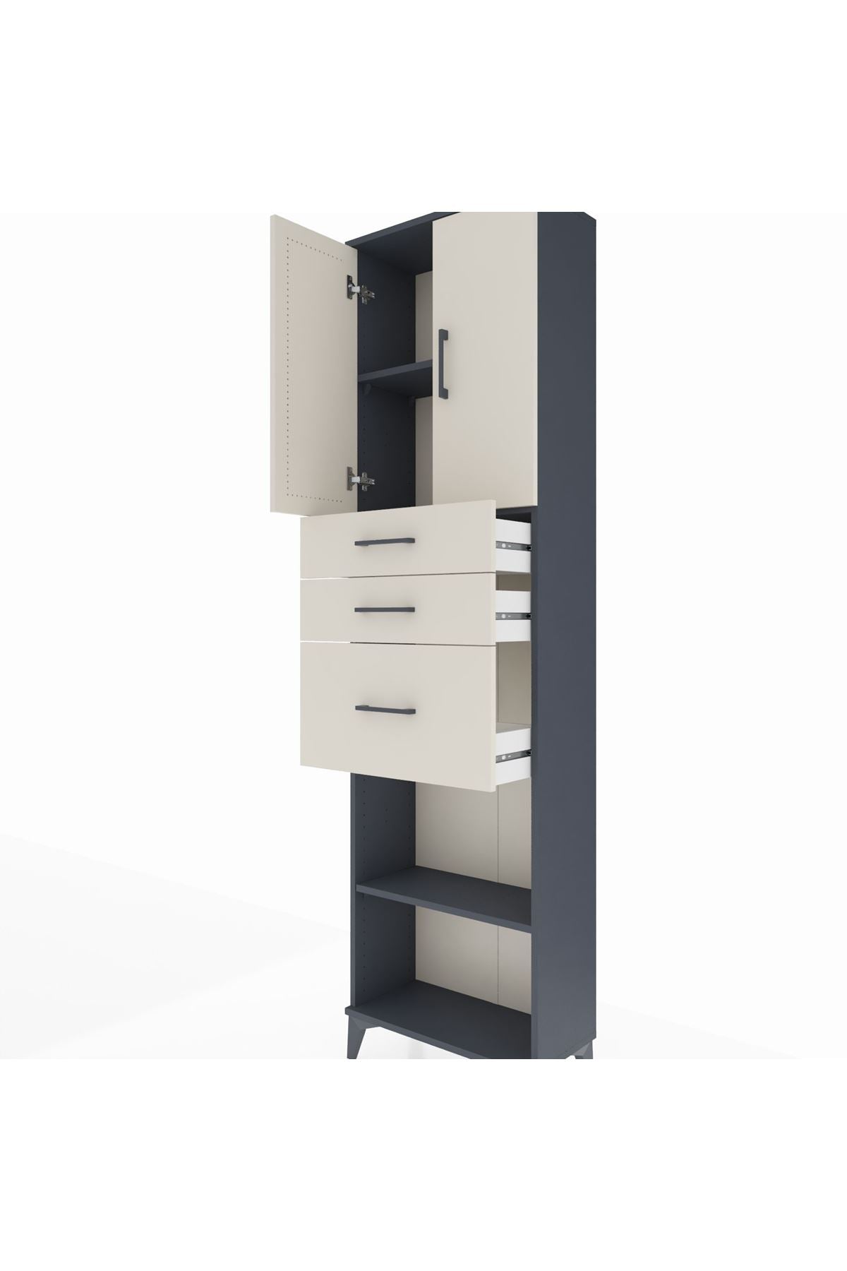 Arges Dolap 3 Raflı 3 Çekmeceli 2 Kapaklı 60x30x221 - S29M237V4A