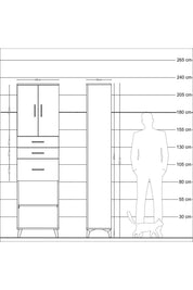 Arges Dolap 3 Raflı 3 Çekmeceli 2 Kapaklı 60x30x221 - S29M237V6A