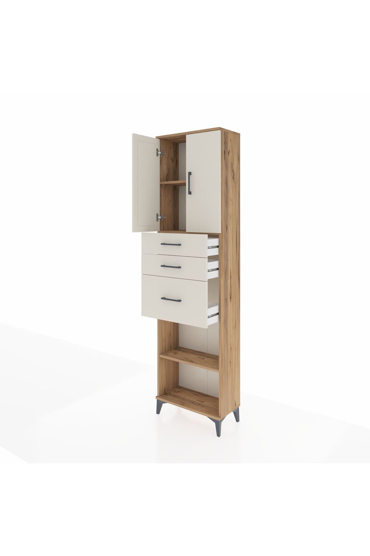 Arges Dolap 3 Raflı 3 Çekmeceli 2 Kapaklı 60x30x221 - S29M237V7A