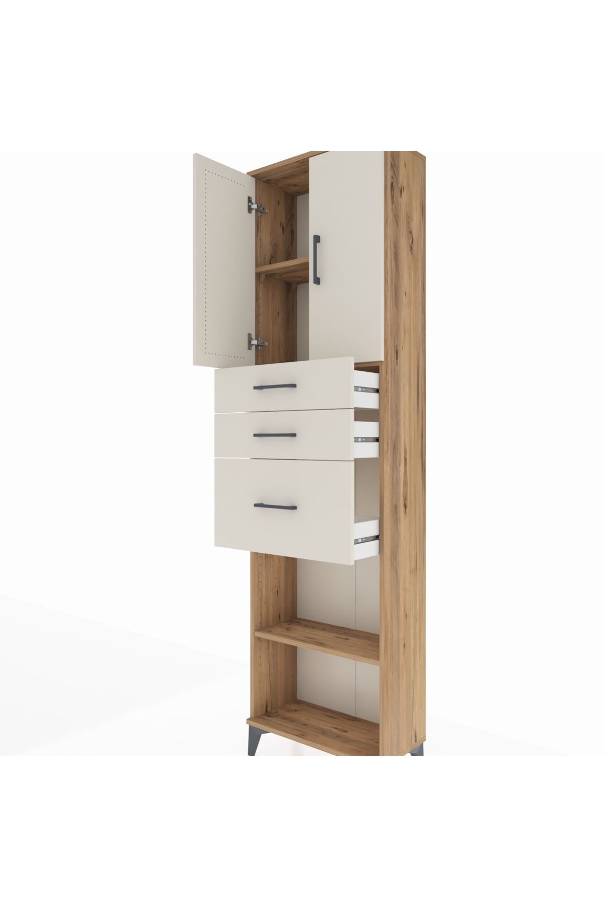 Arges Dolap 3 Raflı 3 Çekmeceli 2 Kapaklı 60x30x221 - S29M237V7A