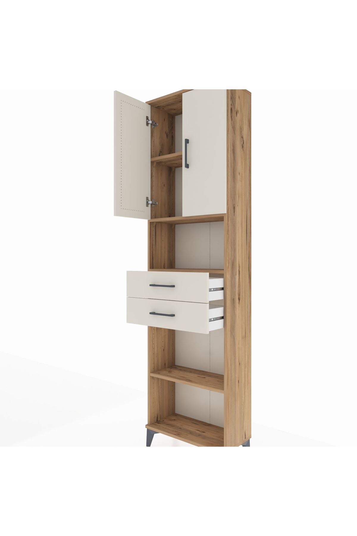 Arges Dolap 4 Raflı 2 Çekmeceli 2 Kapaklı 60x30x221 - S29M241V7A