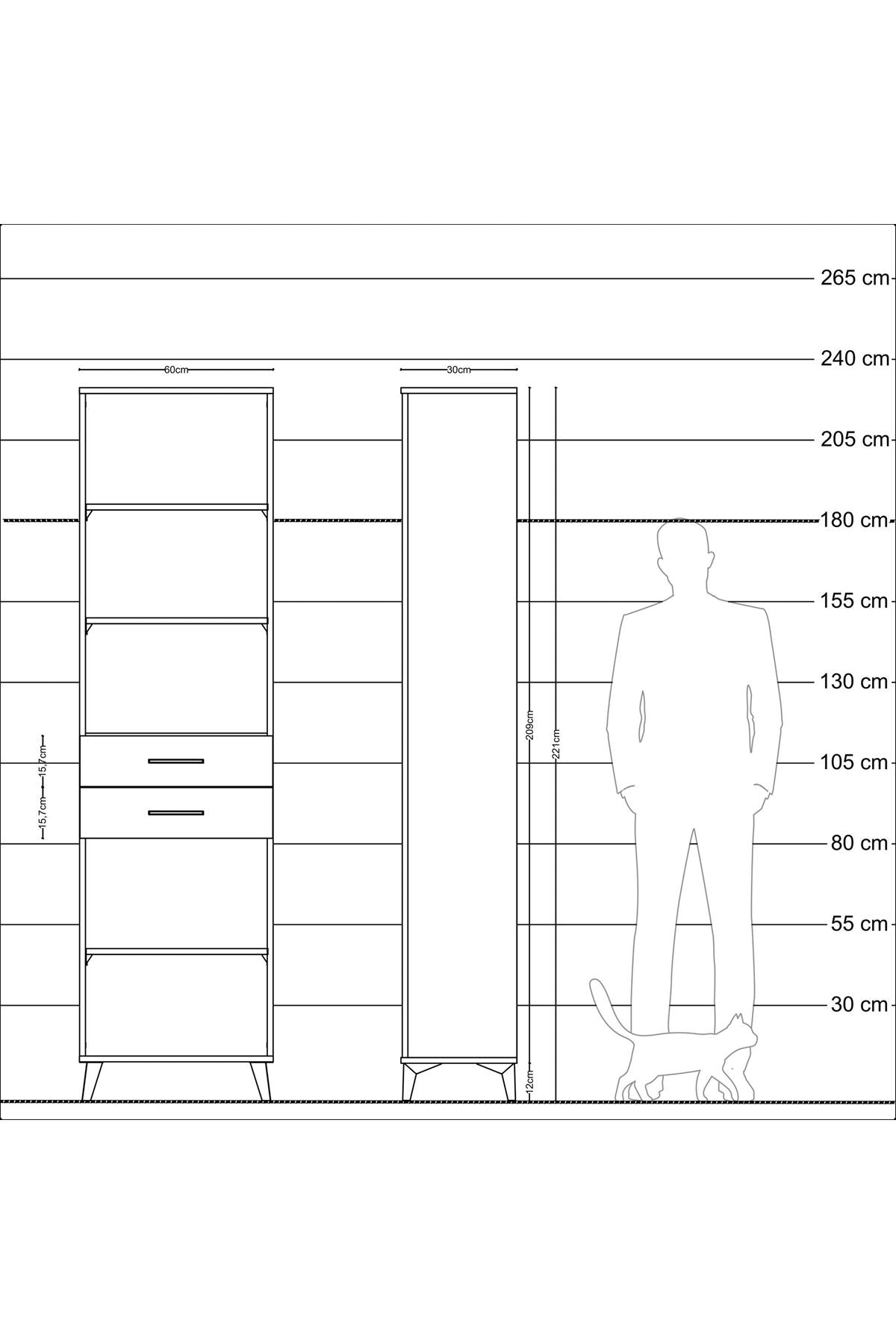 Arges Dolap 4 Raflı 2 Çekmeceli 60x30x221 - S29M243V1A