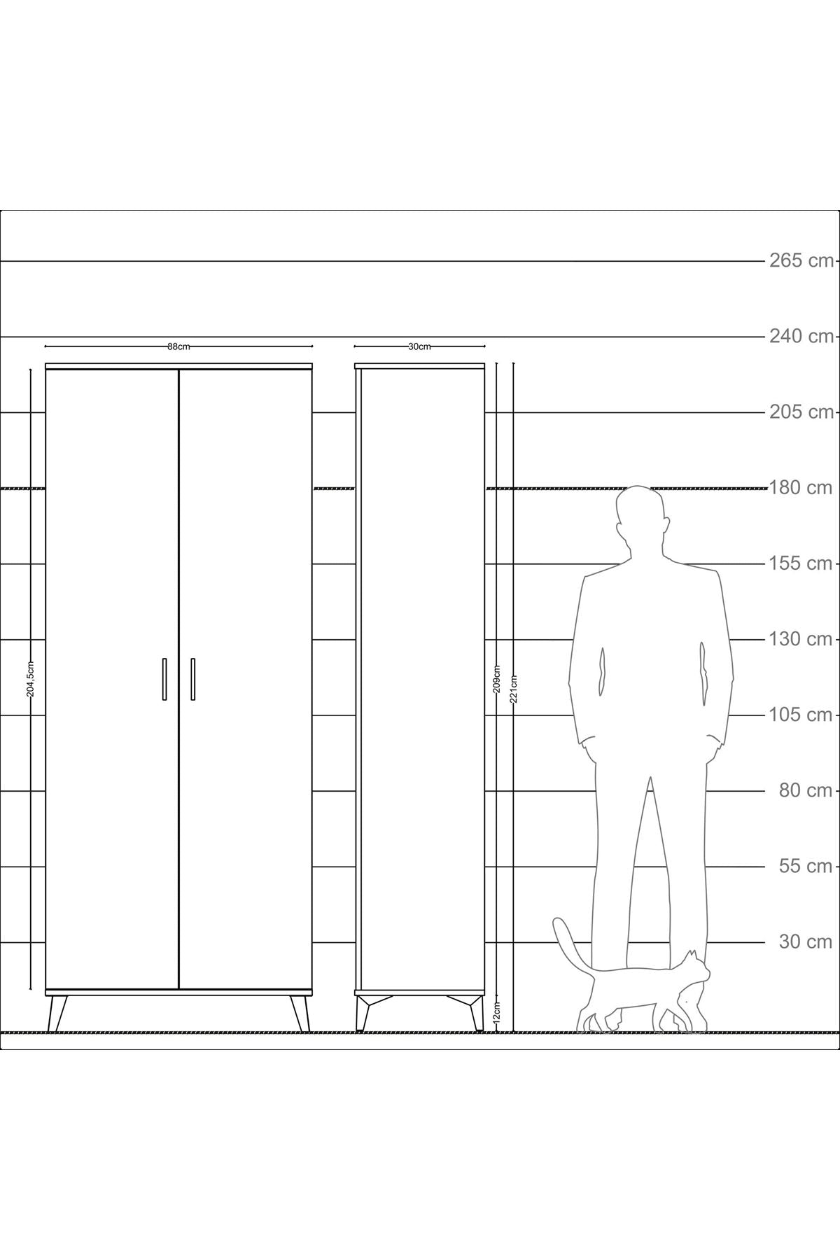 Arges Dolap 2 Raflı 2 Kapaklı Tek Askılı 88x30x221 - S30M003V8A