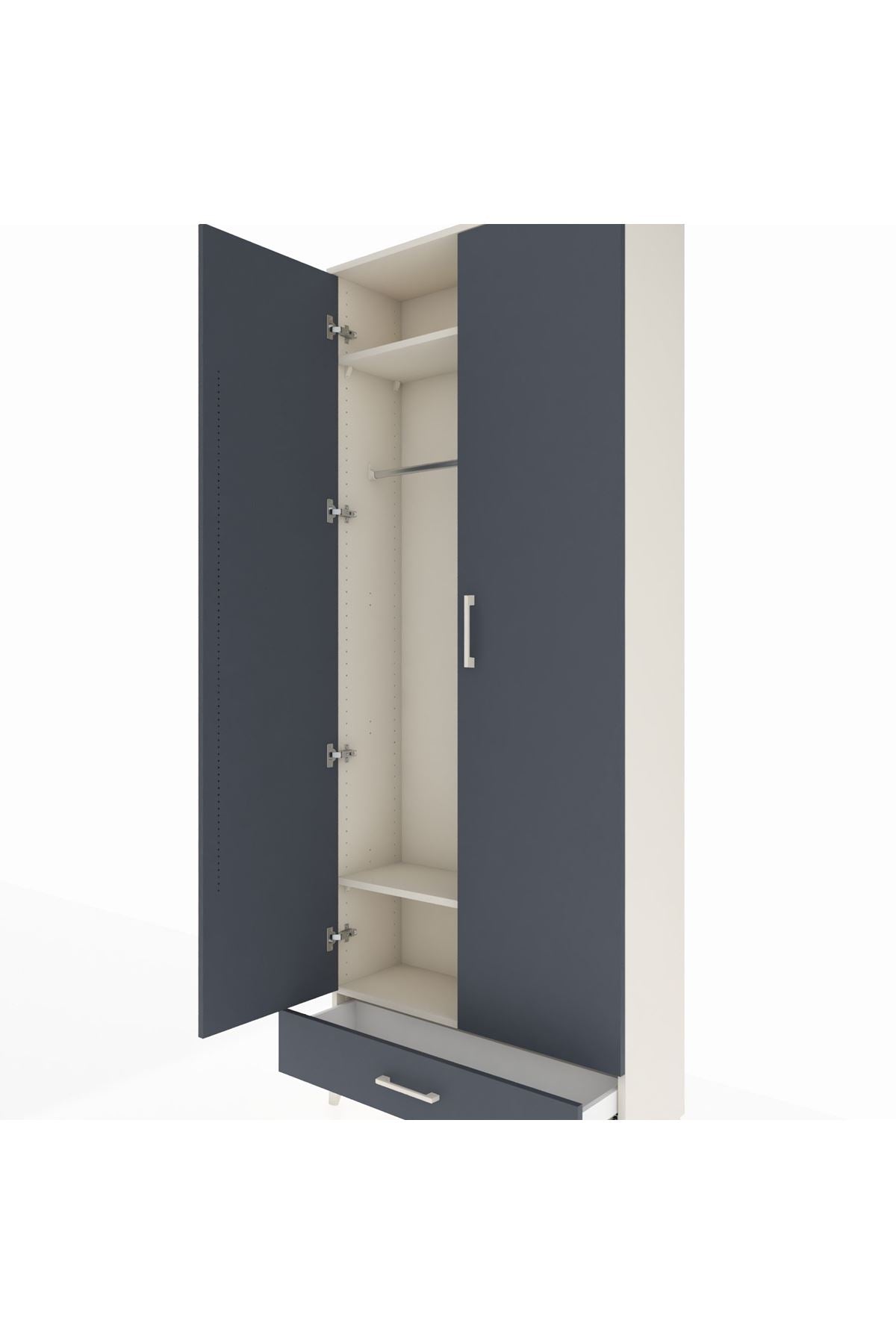 Arges Dolap 3 Raflı Tek Çekmeceli Tek Askılı 88x30x221 - S30M004V2A
