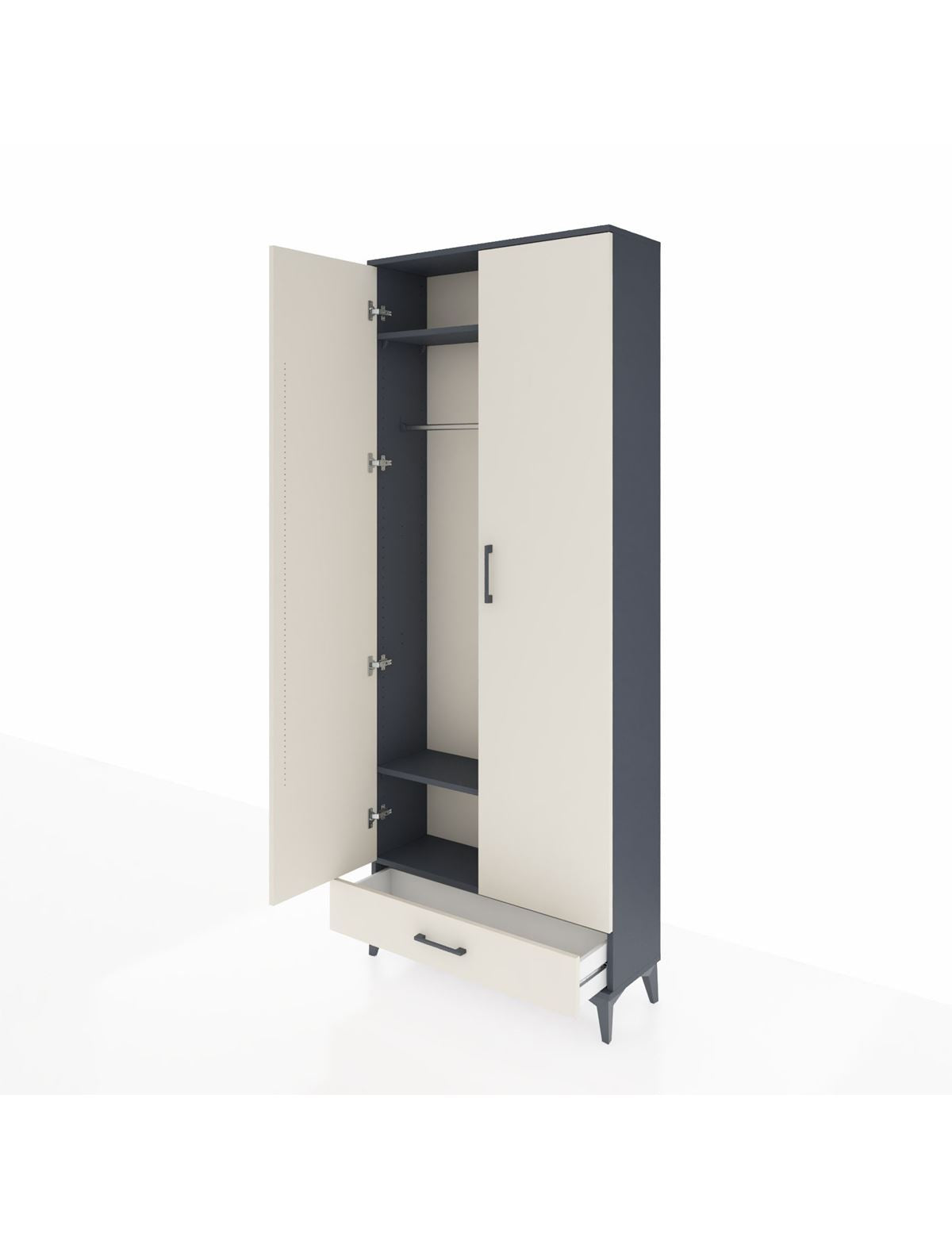 Arges Dolap 3 Raflı Tek Çekmeceli Tek Askılı 88x30x221 - S30M004V4A