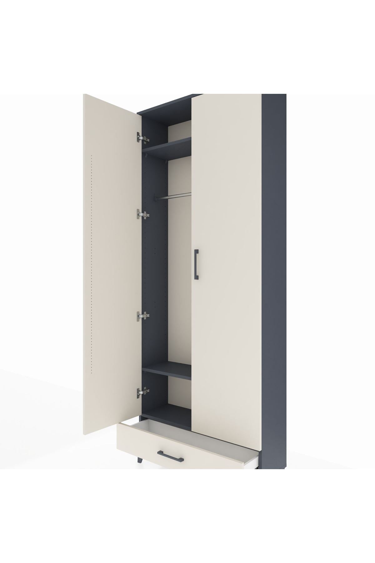 Arges Dolap 3 Raflı Tek Çekmeceli Tek Askılı 88x30x221 - S30M004V4A