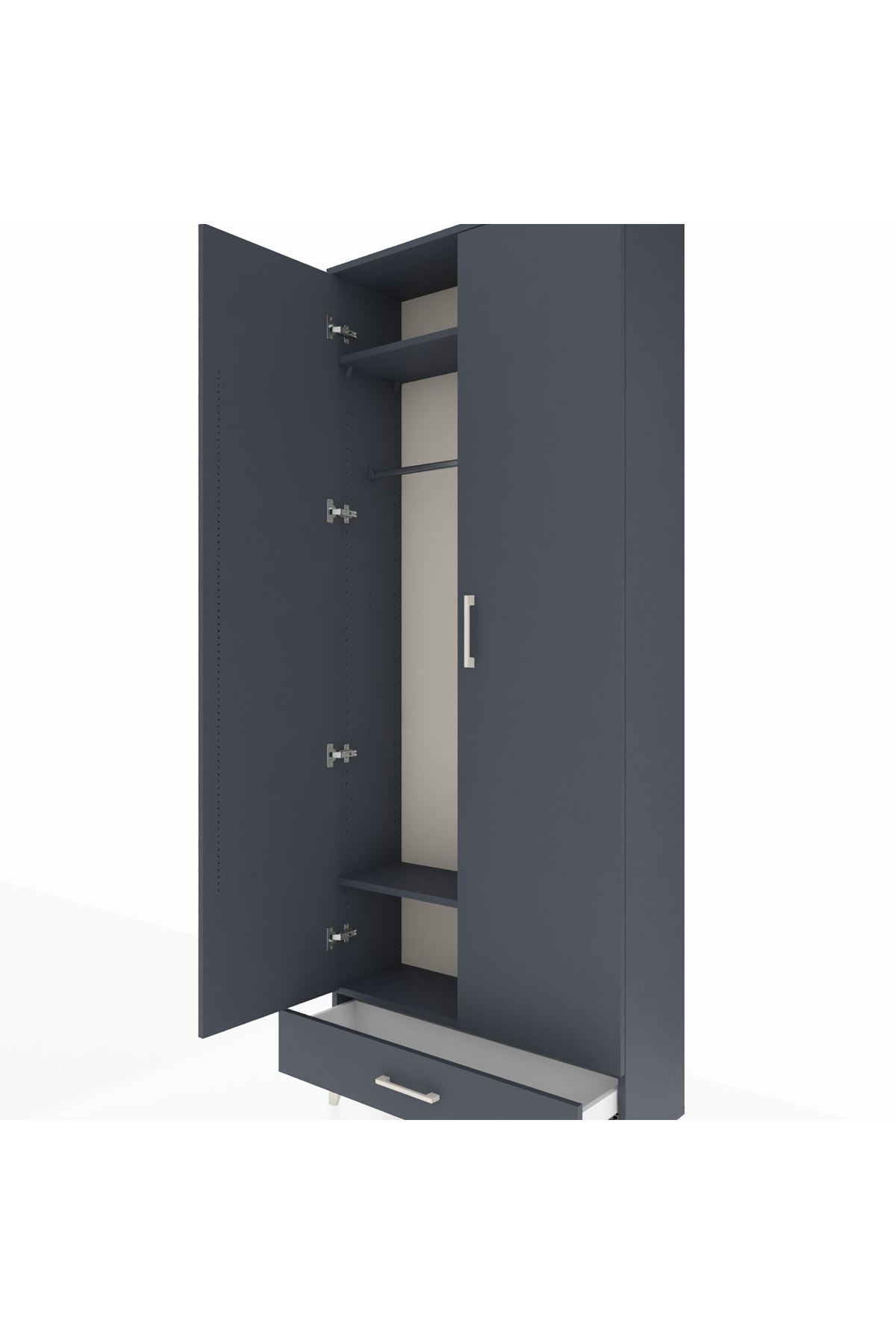 Arges Dolap 3 Raflı Tek Çekmeceli Tek Askılı 88x30x221 - S30M004V5A