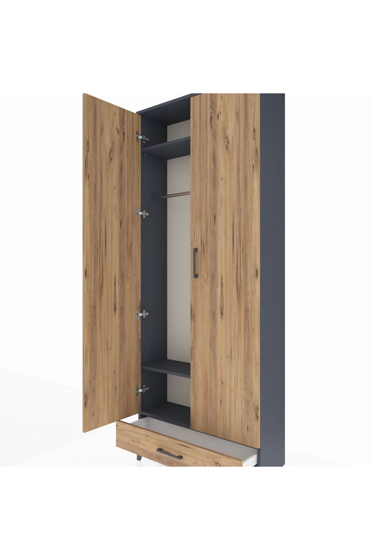 Arges Dolap 3 Raflı Tek Çekmeceli Tek Askılı 88x30x221 - S30M004V6A