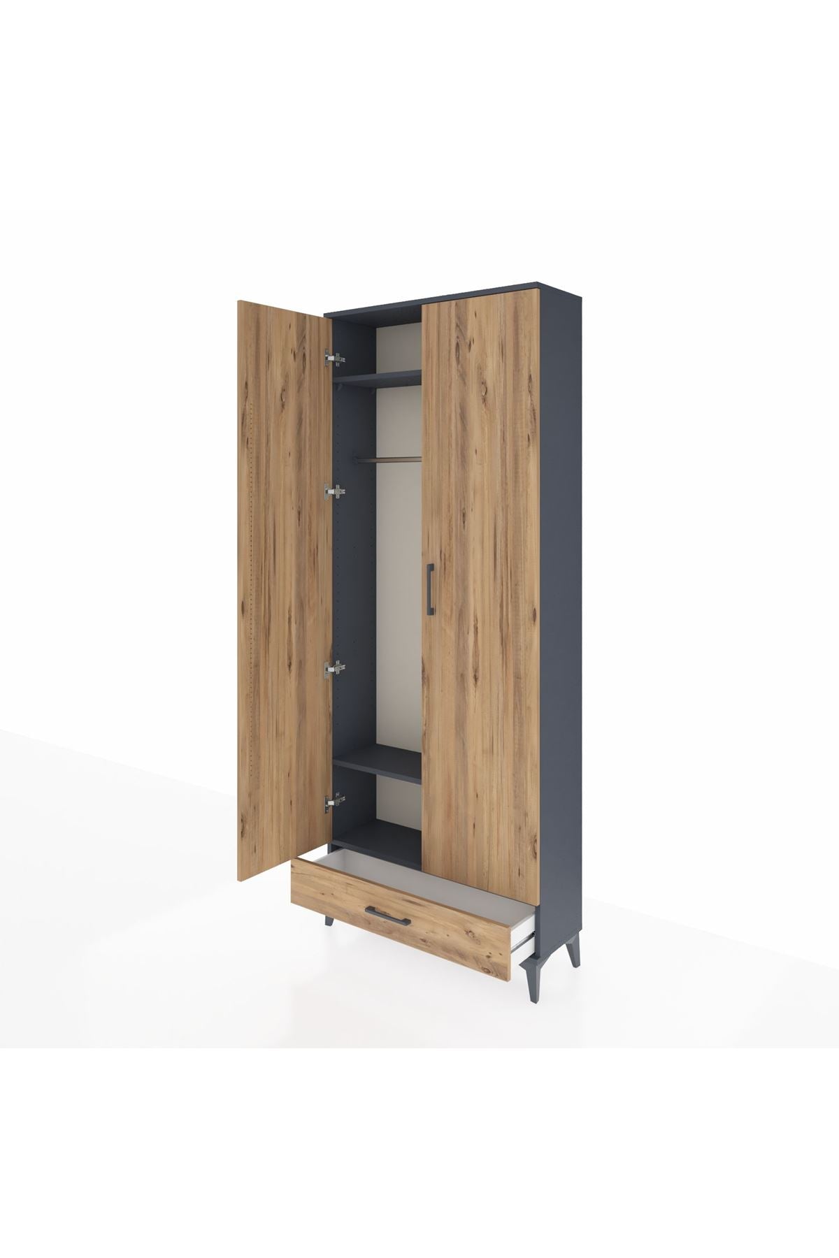 Arges Dolap 3 Raflı Tek Çekmeceli Tek Askılı 88x30x221 - S30M004V6A