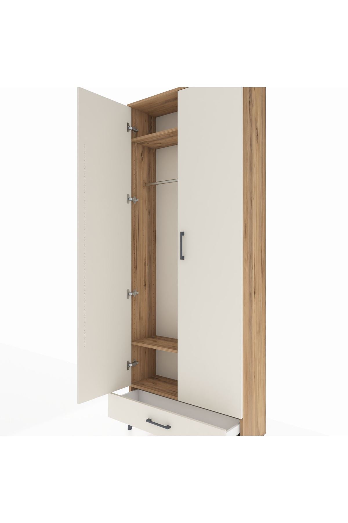 Arges Dolap 3 Raflı Tek Çekmeceli Tek Askılı 88x30x221 - S30M004V7A