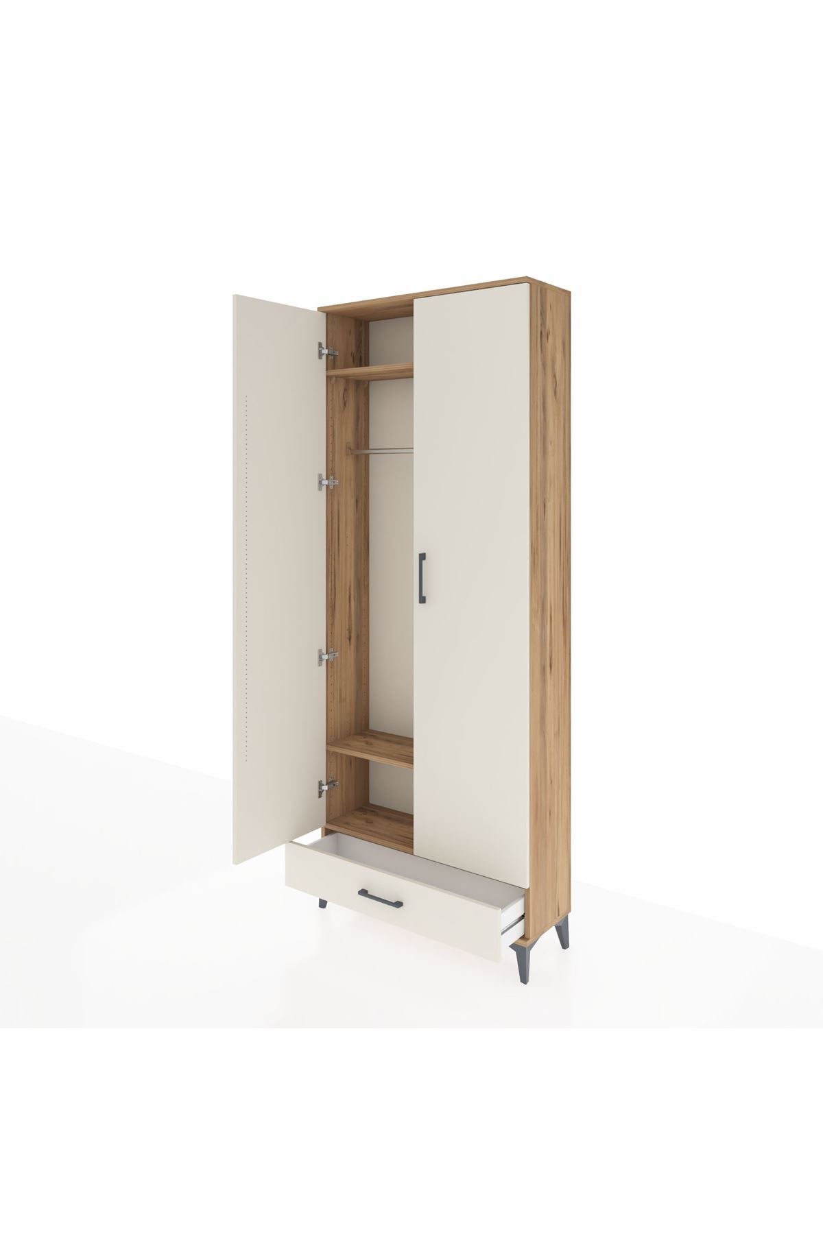 Arges Dolap 3 Raflı Tek Çekmeceli Tek Askılı 88x30x221 - S30M004V7A