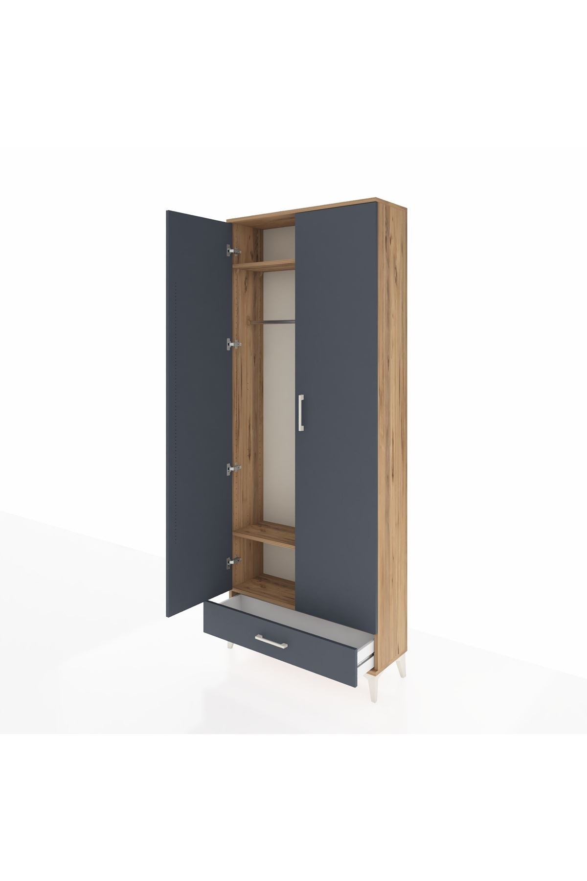 Arges Dolap 3 Raflı Tek Çekmeceli Tek Askılı 88x30x221 - S30M004V8A