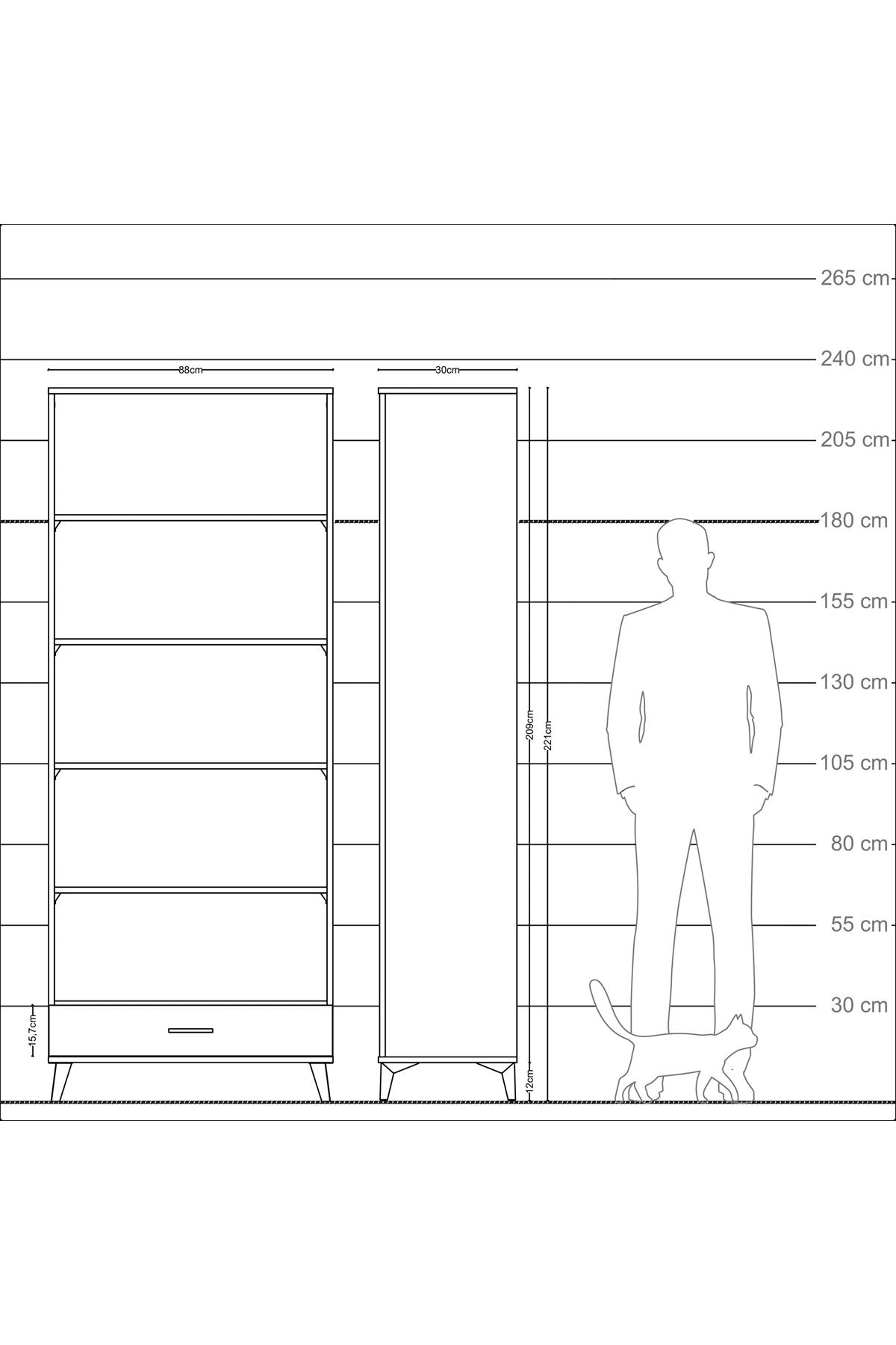 Arges Dolap 5 Raflı Tek Çekmeceli 88x30x221 - S30M005V8A