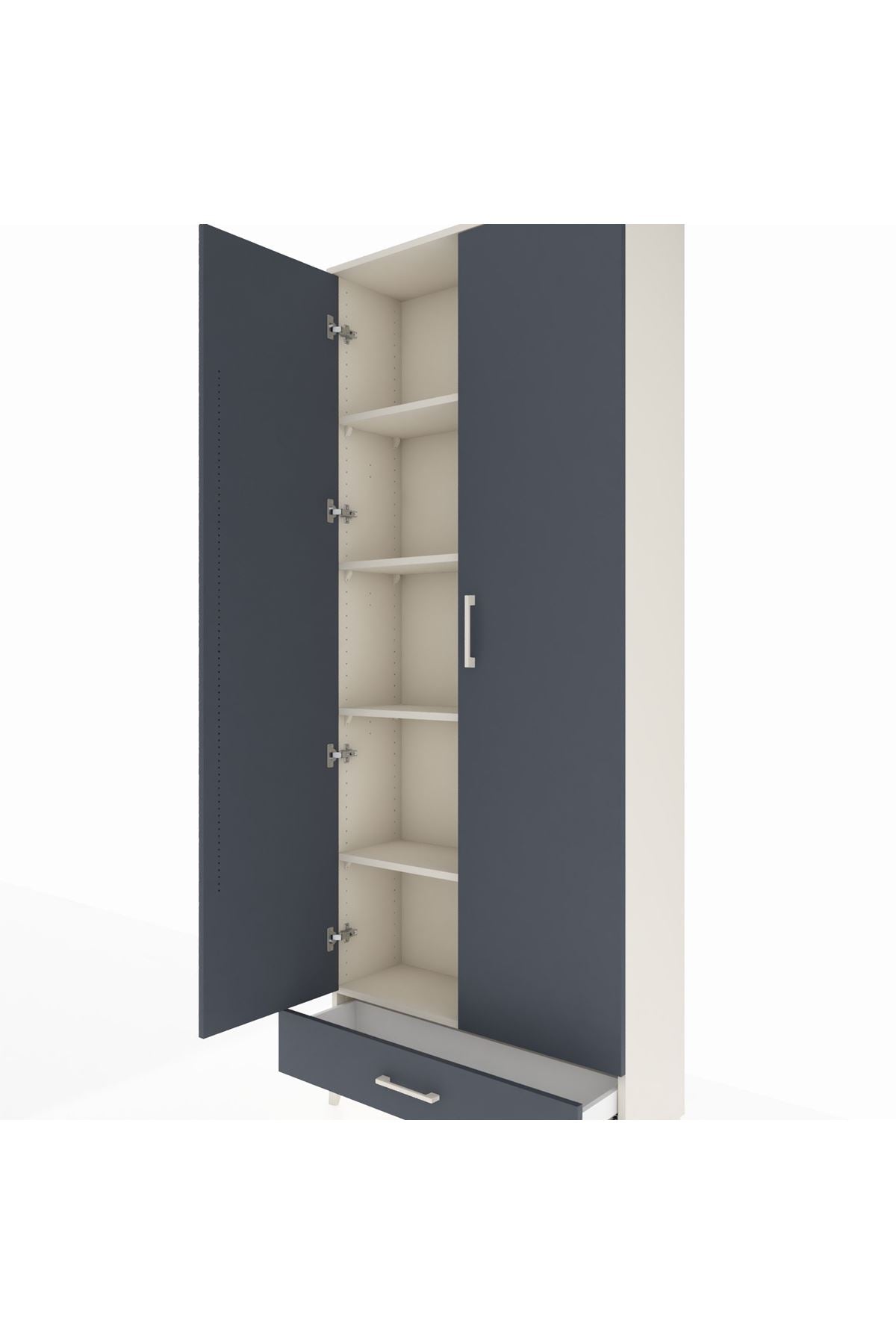 Arges Dolap 5 Raflı Tek Çekmeceli 2 Kapaklı 88x30x221 - S30M006V2A