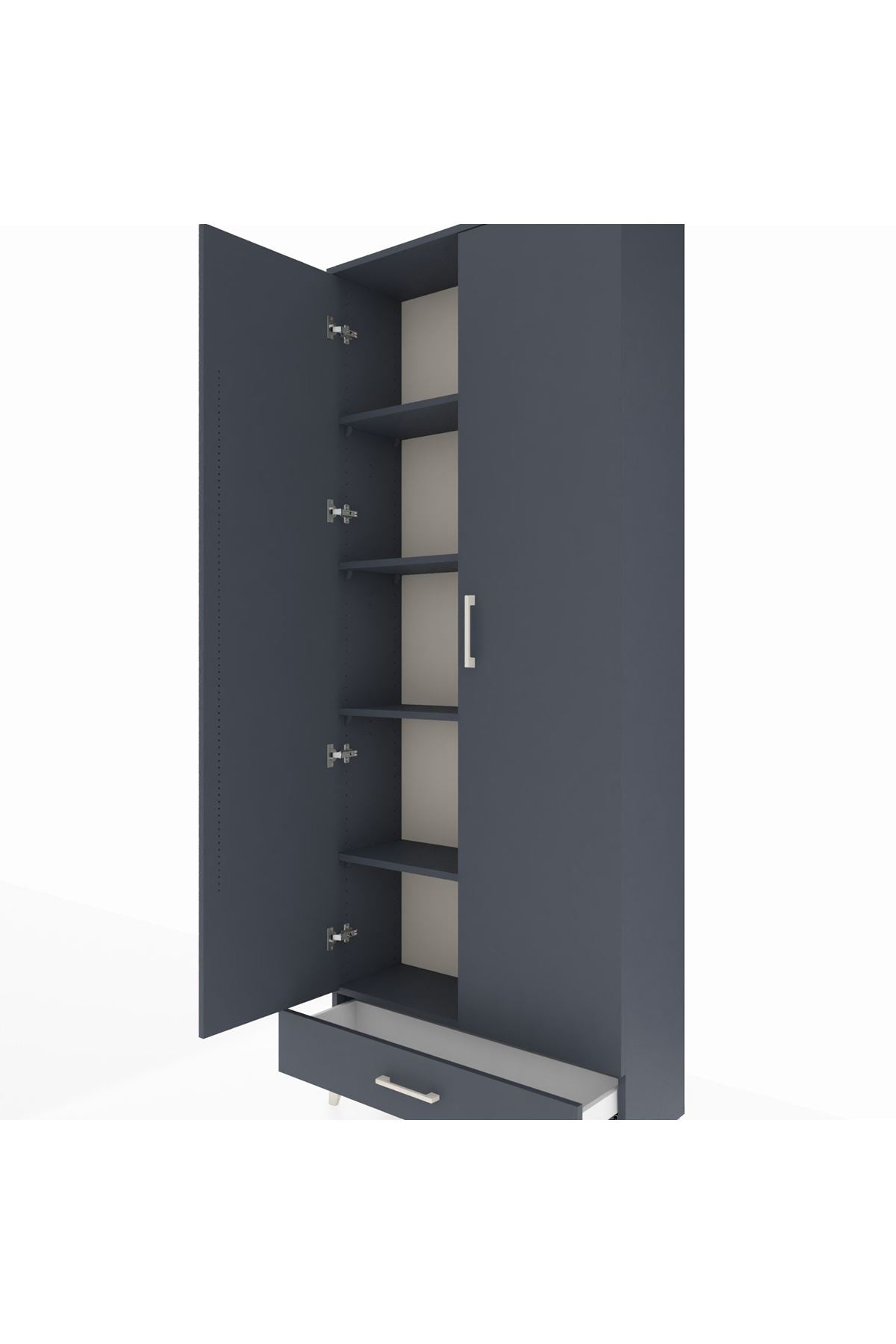 Arges Dolap 5 Raflı Tek Çekmeceli 2 Kapaklı 88x30x221 - S30M006V5A