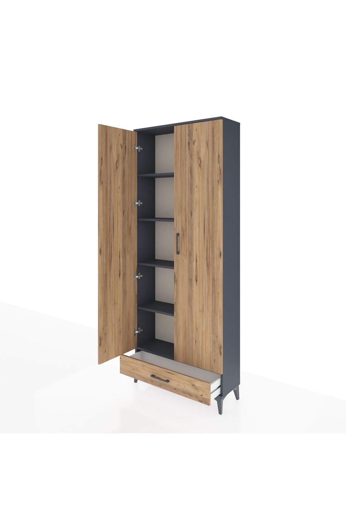 Arges Dolap 5 Raflı Tek Çekmeceli 2 Kapaklı 88x30x221 - S30M006V6A