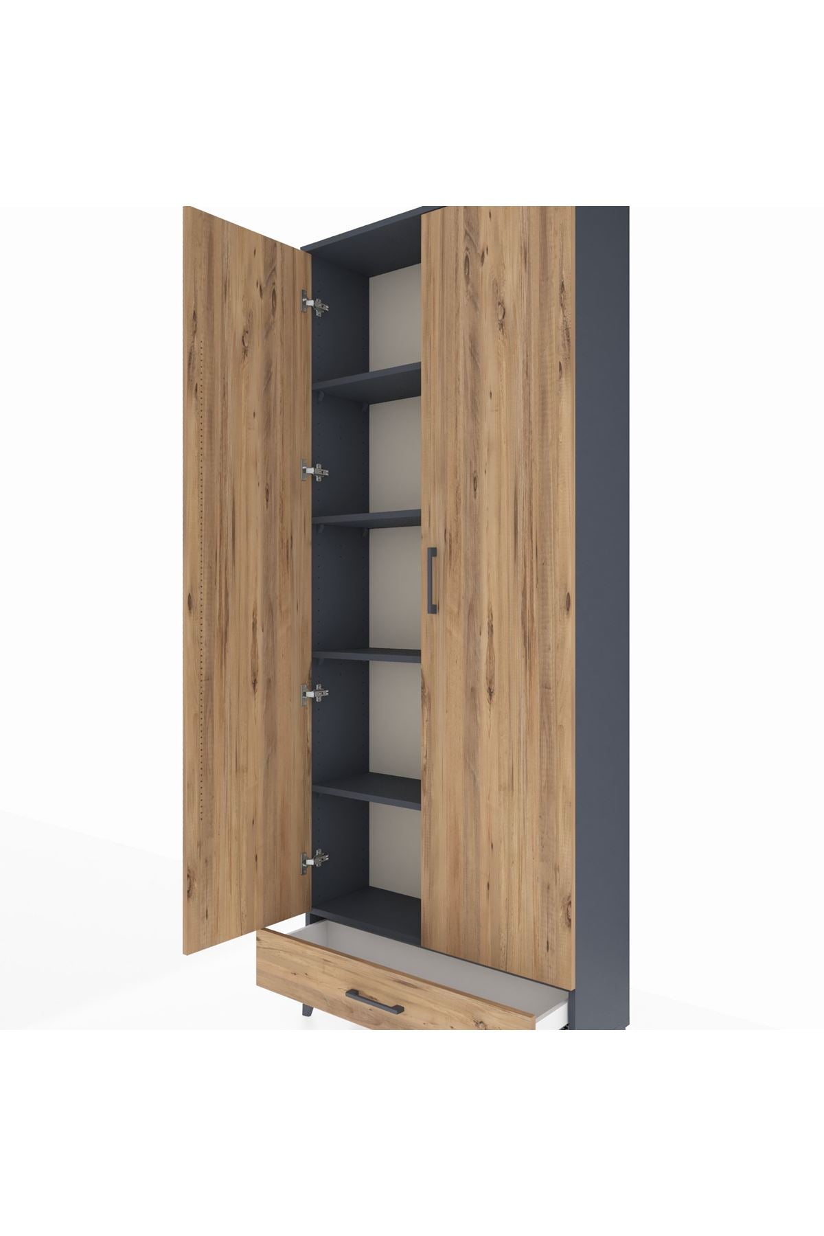 Arges Dolap 5 Raflı Tek Çekmeceli 2 Kapaklı 88x30x221 - S30M006V6A