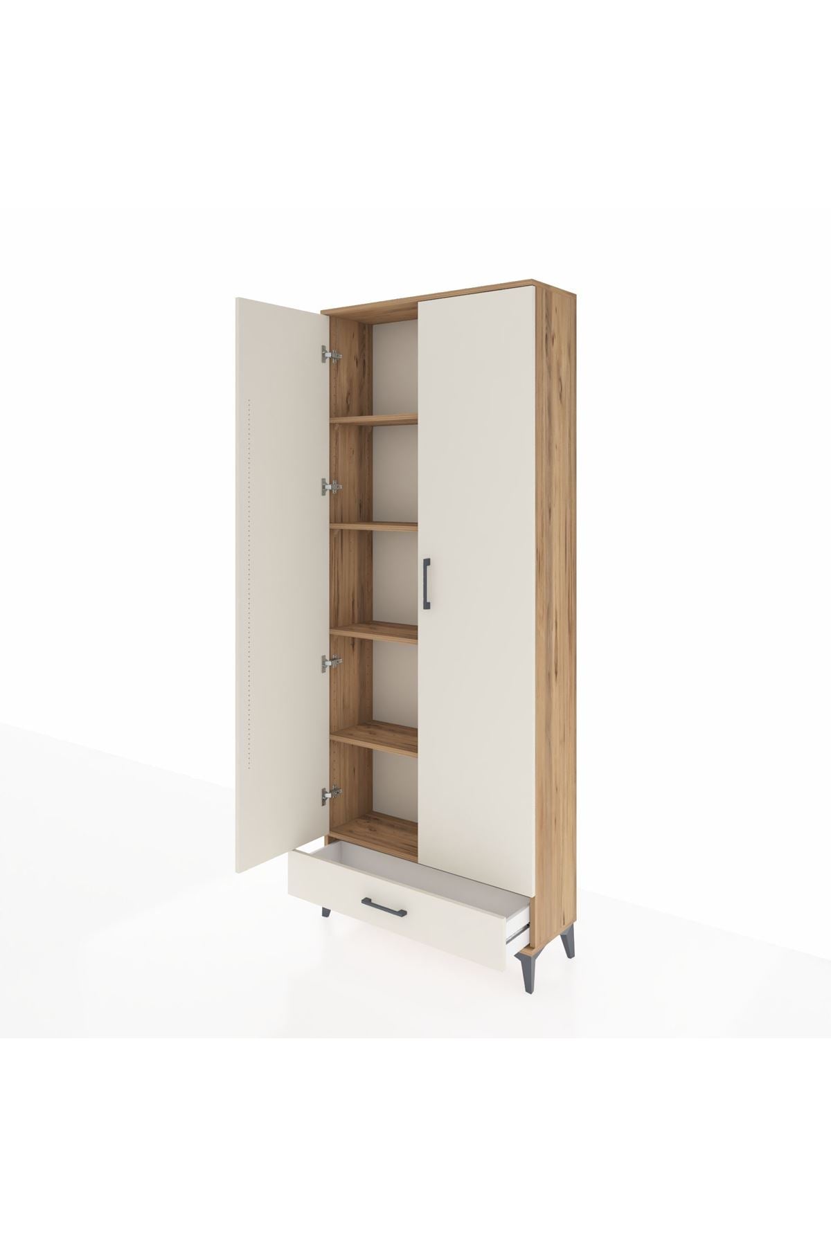 Arges Dolap 5 Raflı Tek Çekmeceli 2 Kapaklı 88x30x221 - S30M006V7A