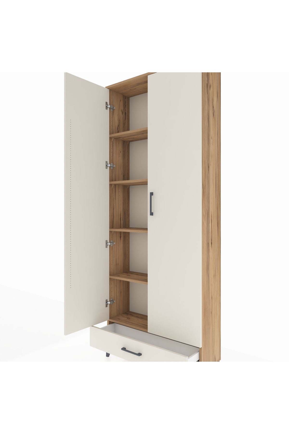 Arges Dolap 5 Raflı Tek Çekmeceli 2 Kapaklı 88x30x221 - S30M006V7A
