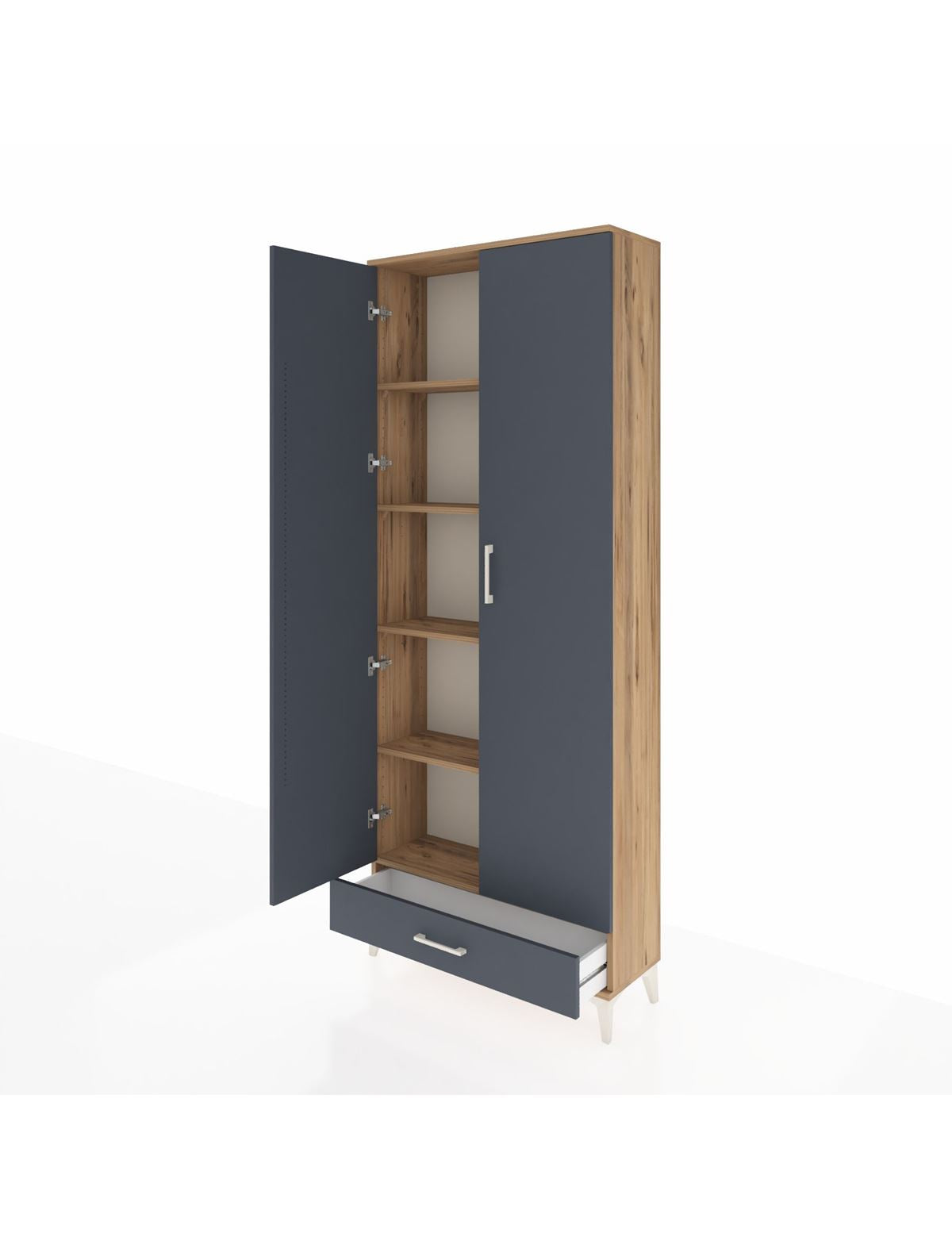 Arges Dolap 5 Raflı Tek Çekmeceli 2 Kapaklı 88x30x221 - S30M006V8A