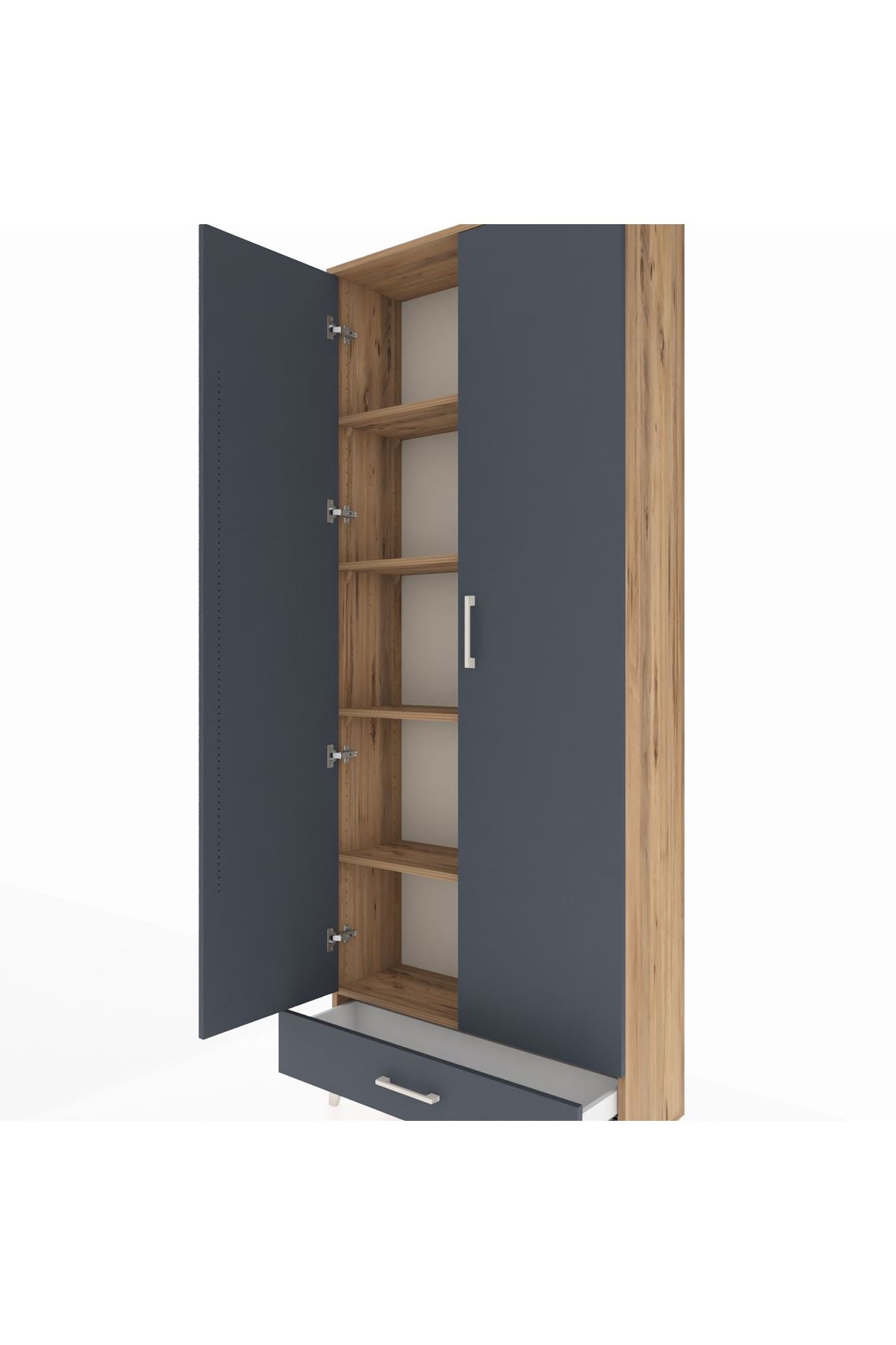 Arges Dolap 5 Raflı Tek Çekmeceli 2 Kapaklı 88x30x221 - S30M006V8A