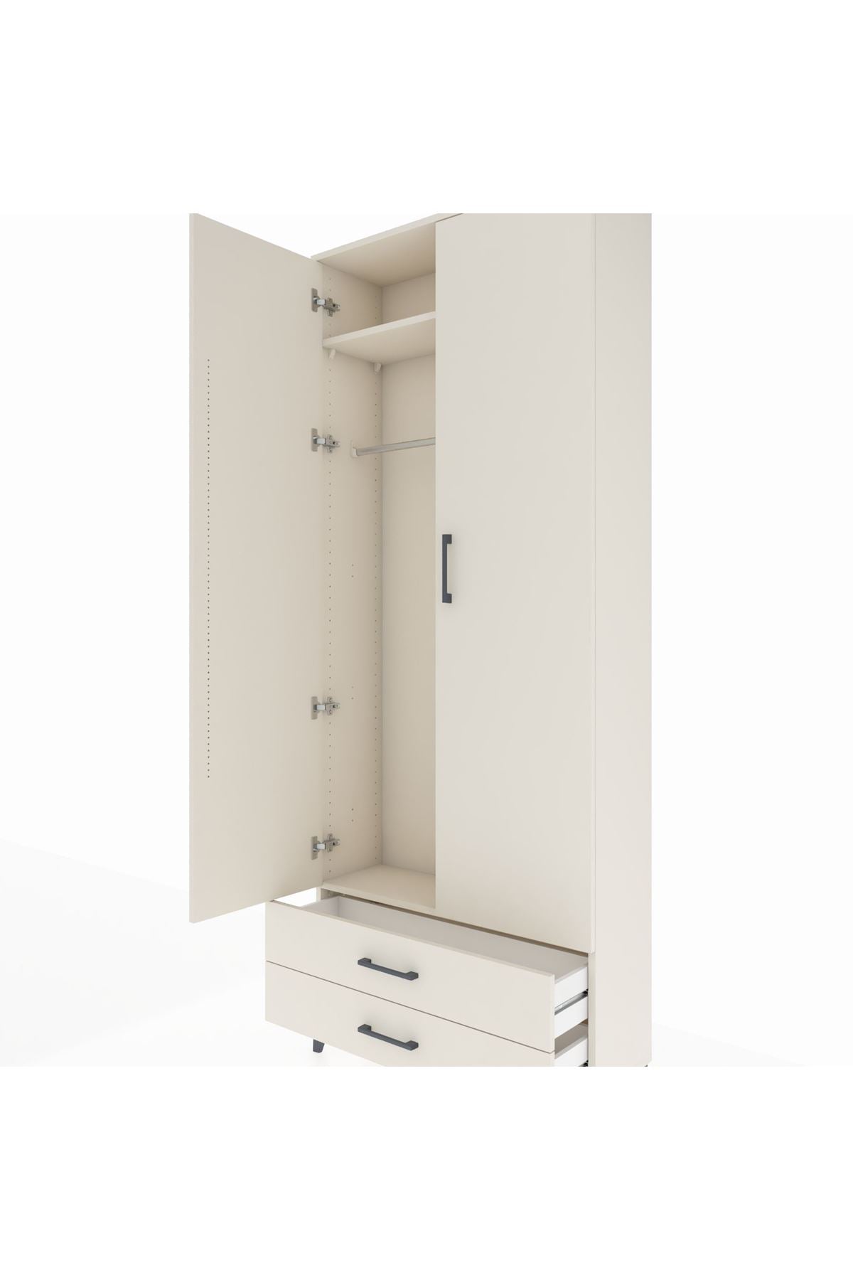 Arges Dolap 2 Raflı 2 Çekmeceli Tek Askılı 88x30x221 - S30M007V1A