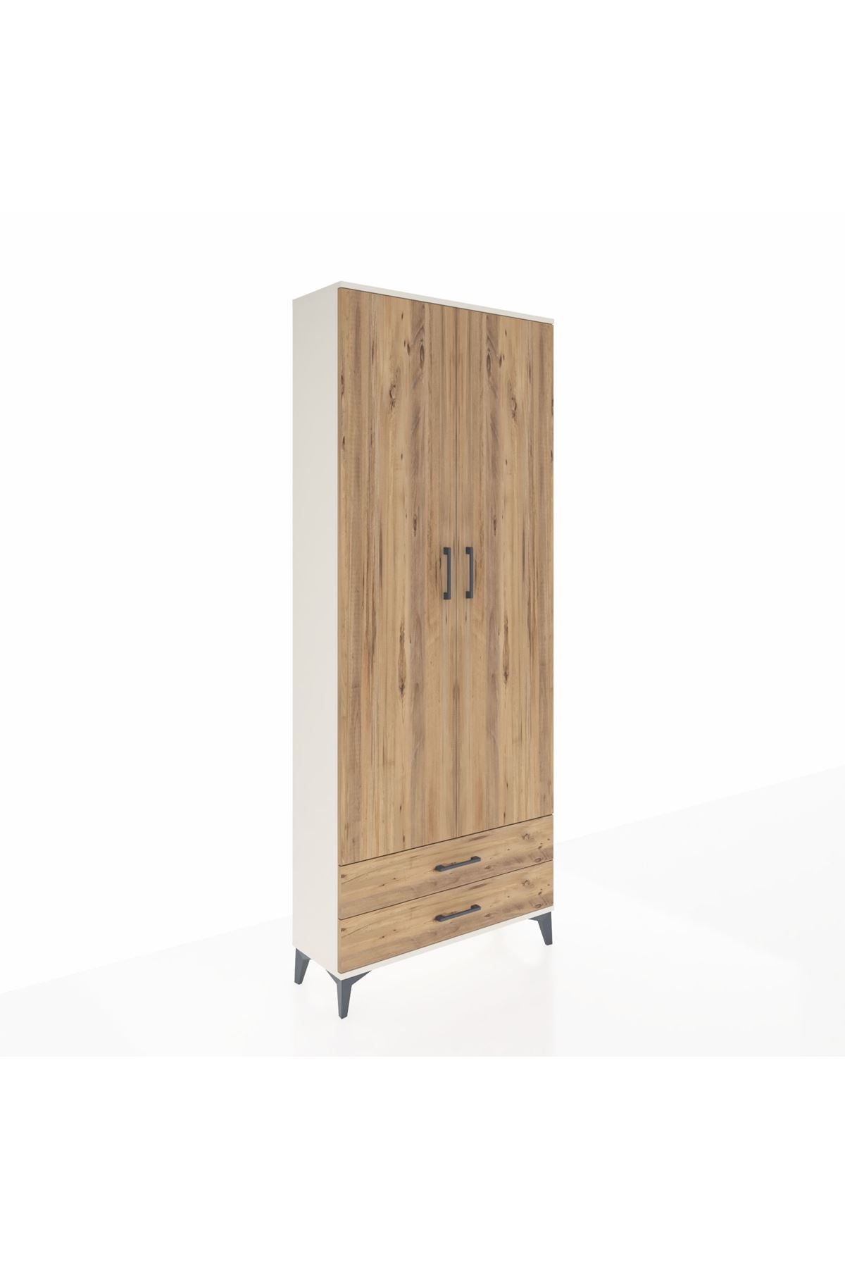 Arges Dolap 2 Raflı 2 Çekmeceli Tek Askılı 88x30x221 - S30M007V3A