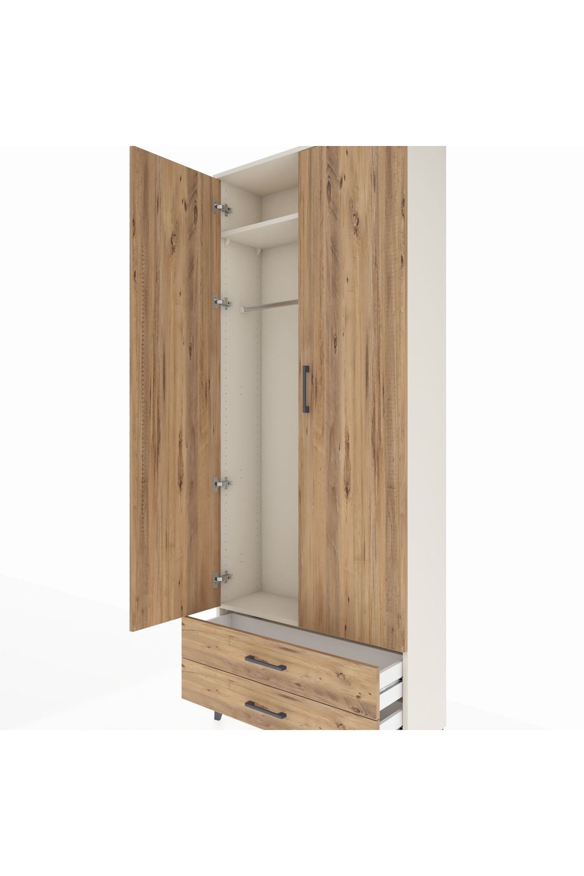 Arges Dolap 2 Raflı 2 Çekmeceli Tek Askılı 88x30x221 - S30M007V3A