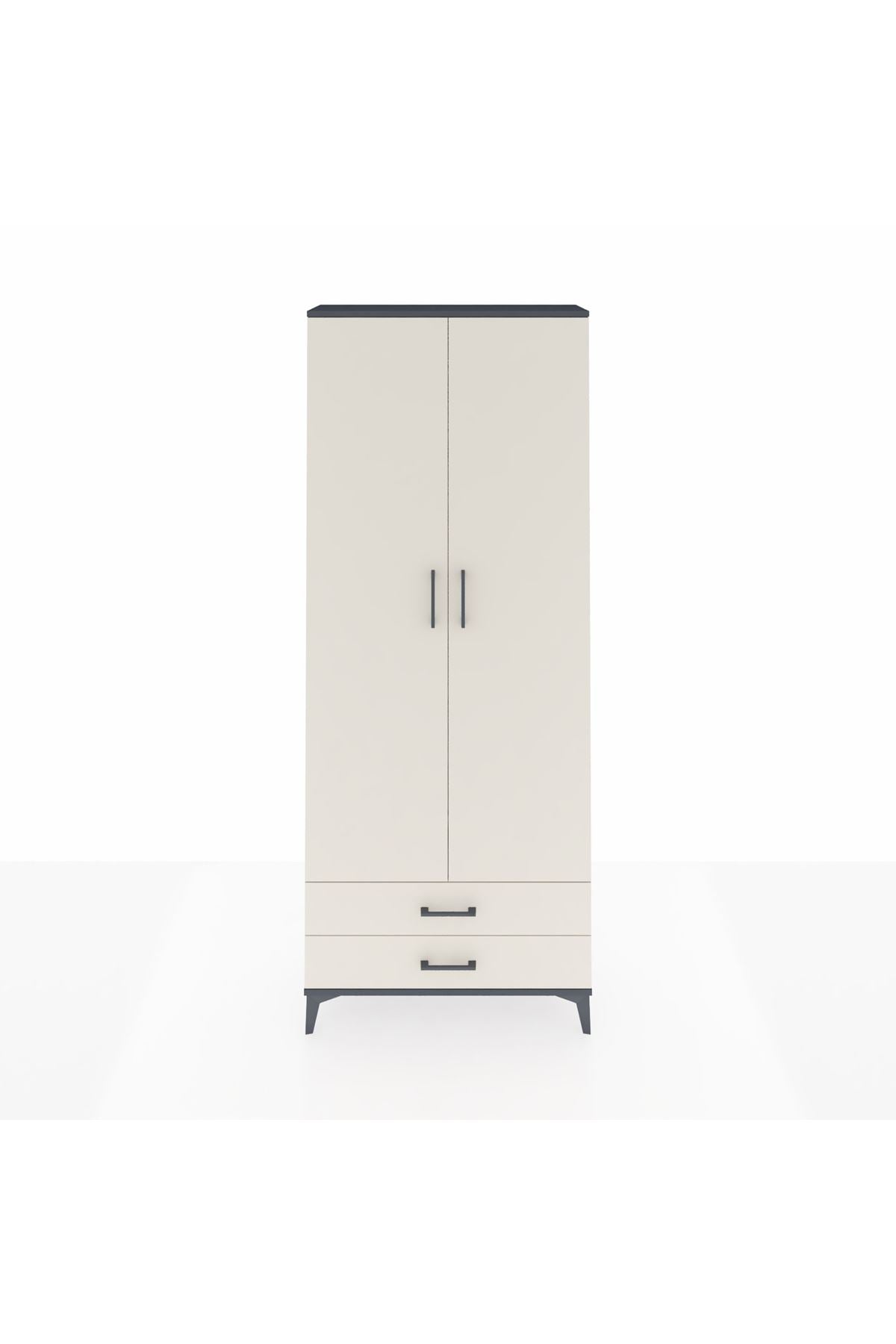 Arges Dolap 2 Raflı 2 Çekmeceli Tek Askılı 88x30x221 - S30M007V4A