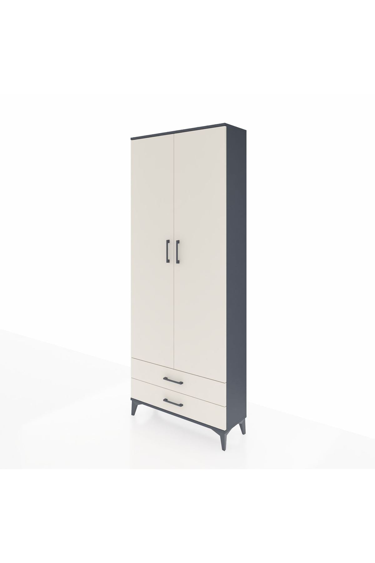 Arges Dolap 2 Raflı 2 Çekmeceli Tek Askılı 88x30x221 - S30M007V4A