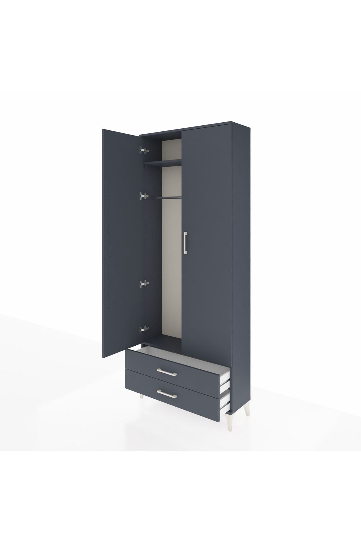 Arges Dolap 2 Raflı 2 Çekmeceli Tek Askılı 88x30x221 - S30M007V5A