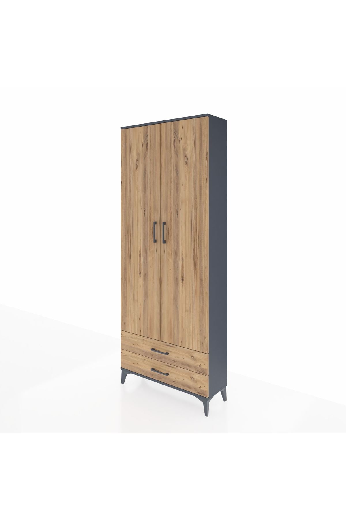 Arges Dolap 2 Raflı 2 Çekmeceli Tek Askılı 88x30x221 - S30M007V6A