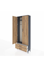 Arges Dolap 2 Raflı 2 Çekmeceli Tek Askılı 88x30x221 - S30M007V6A