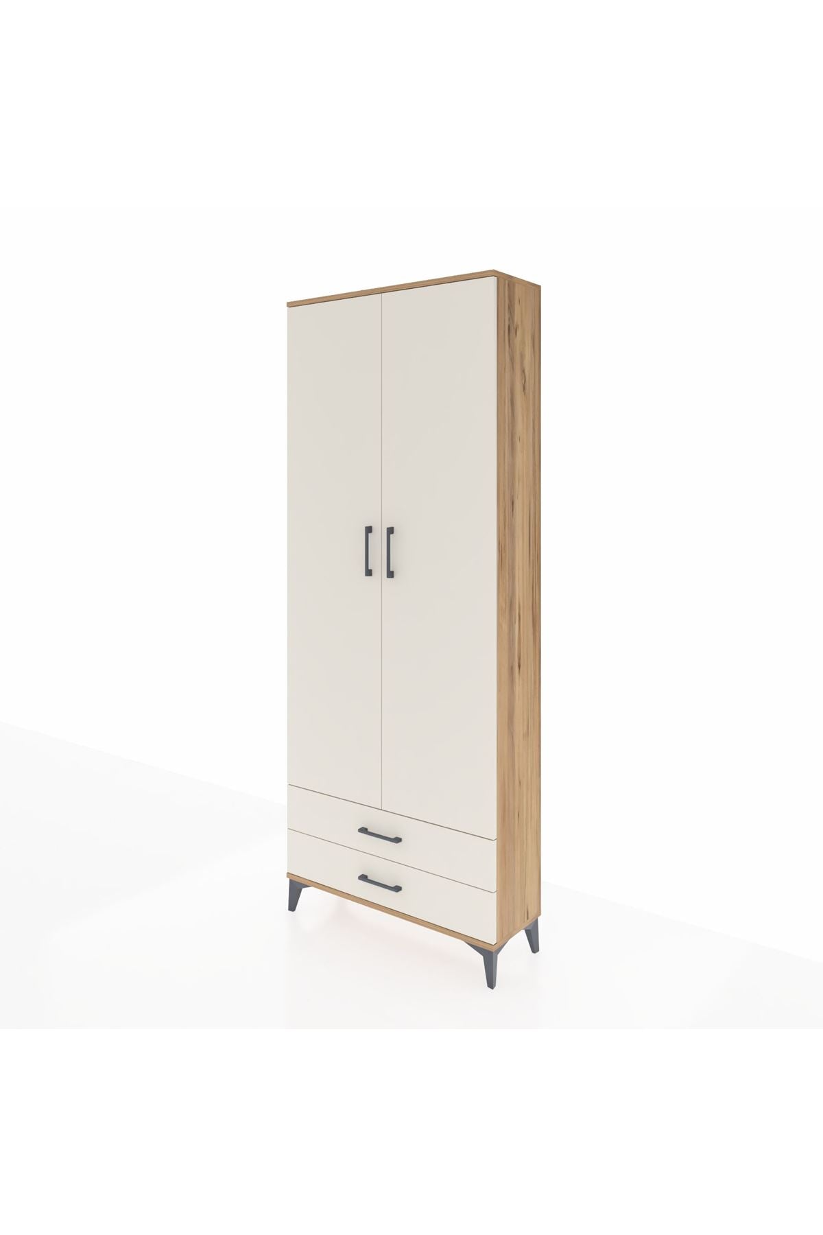 Arges Dolap 2 Raflı 2 Çekmeceli Tek Askılı 88x30x221 - S30M007V7A