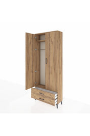 Arges Dolap 2 Raflı 2 Çekmeceli Tek Askılı 88x30x221 - S30M007V9A