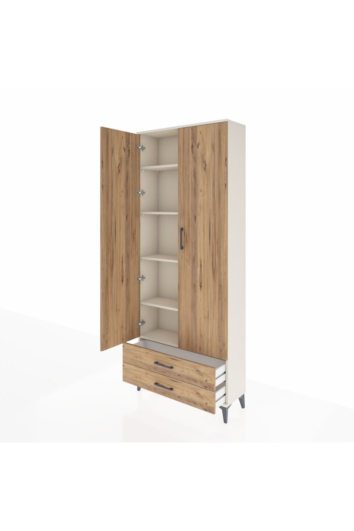 Arges Dolap 5 Raflı 2 Çekmeceli 2 Kapaklı 88x30x221 - S30M009V3A