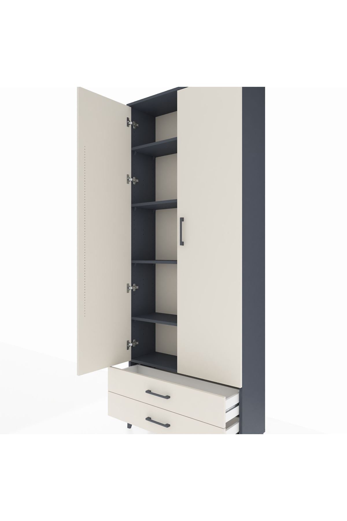 Arges Dolap 5 Raflı 2 Çekmeceli 2 Kapaklı 88x30x221 - S30M009V4A
