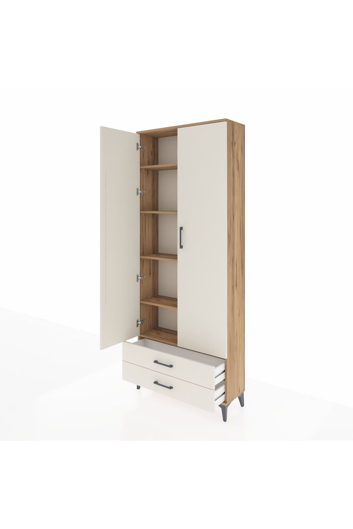 Arges Dolap 5 Raflı 2 Çekmeceli 2 Kapaklı 88x30x221 - S30M009V7A