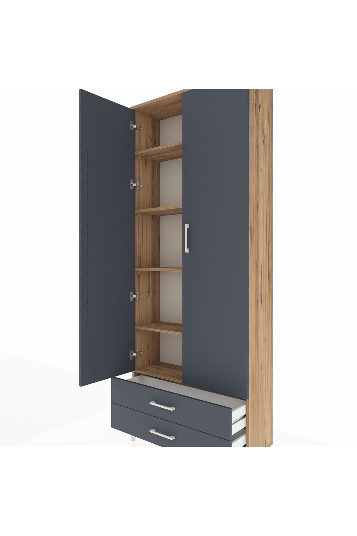 Arges Dolap 5 Raflı 2 Çekmeceli 2 Kapaklı 88x30x221 - S30M009V8A