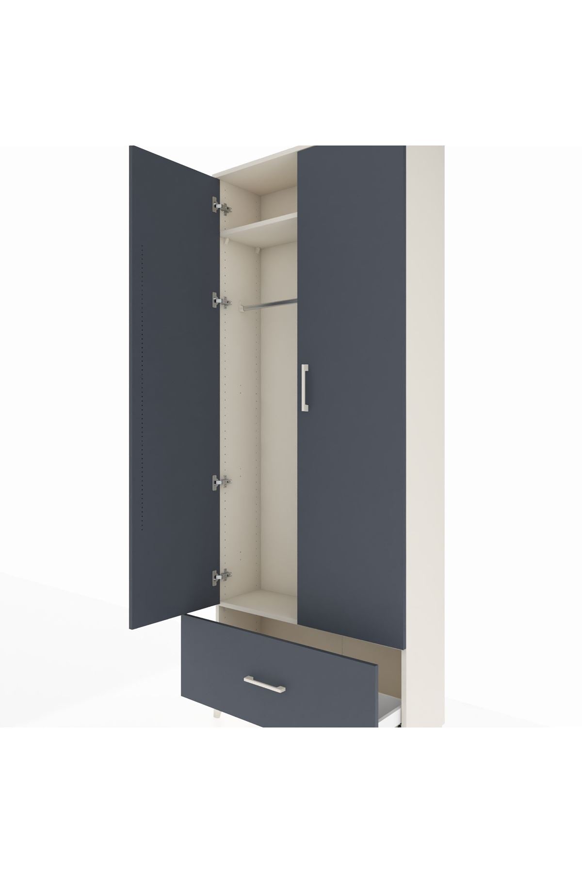Arges Dolap 2 Raflı Tek Çekmeceli Tek Askılı 88x30x221 - S30M010V2A