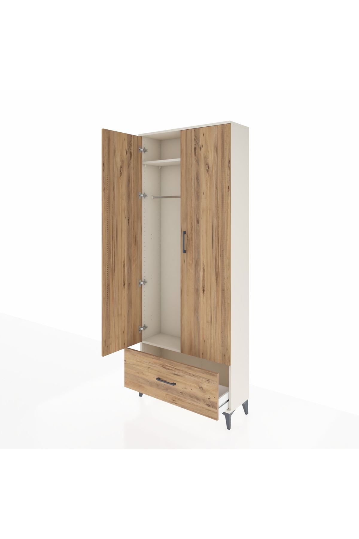 Arges Dolap 2 Raflı Tek Çekmeceli Tek Askılı 88x30x221 - S30M010V3A