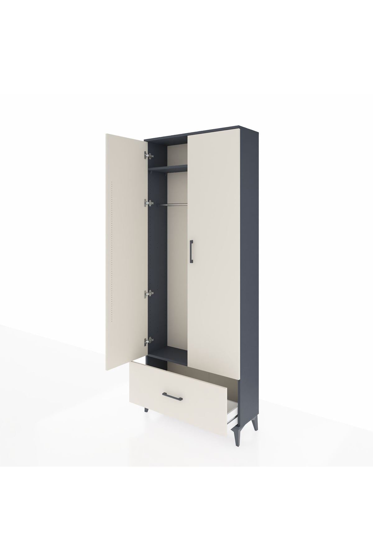 Arges Dolap 2 Raflı Tek Çekmeceli Tek Askılı 88x30x221 - S30M010V4A