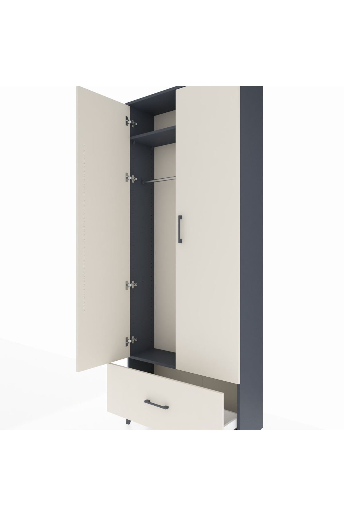 Arges Dolap 2 Raflı Tek Çekmeceli Tek Askılı 88x30x221 - S30M010V4A