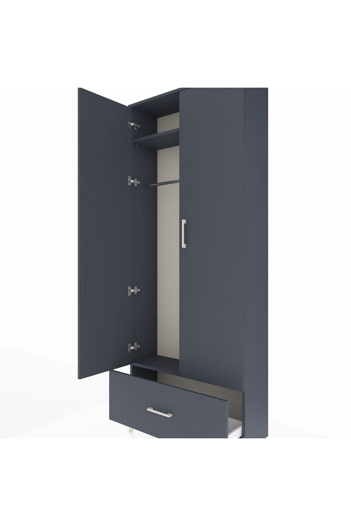 Arges Dolap 2 Raflı Tek Çekmeceli Tek Askılı 88x30x221 - S30M010V5A
