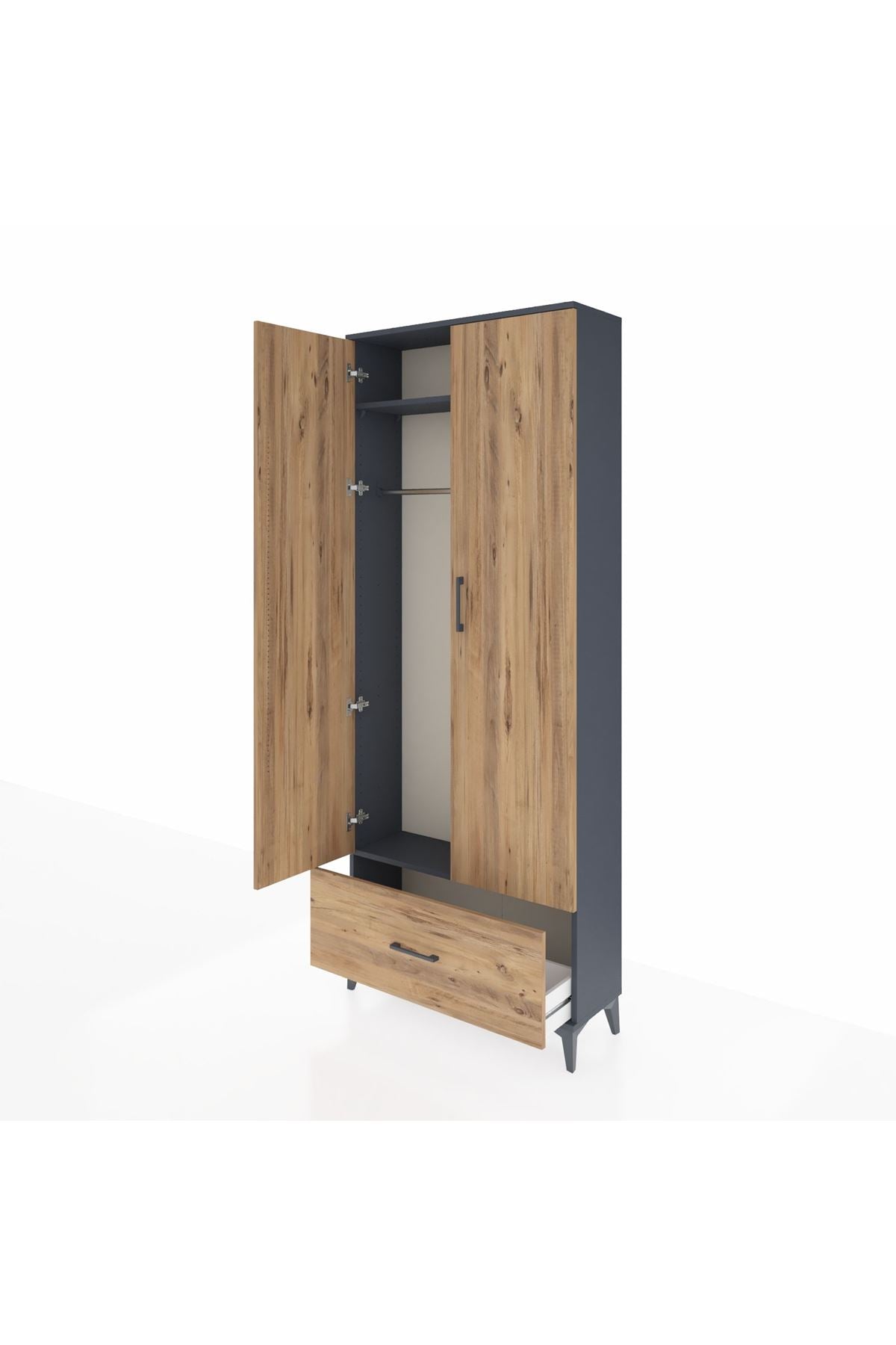 Arges Dolap 2 Raflı Tek Çekmeceli Tek Askılı 88x30x221 - S30M010V6A