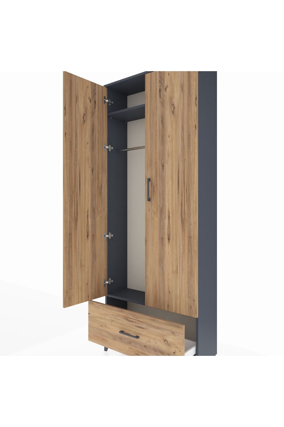 Arges Dolap 2 Raflı Tek Çekmeceli Tek Askılı 88x30x221 - S30M010V6A